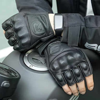 Guantes cortos de cuero para moto Rockbros