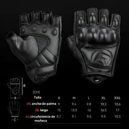 Guantes cortos de cuero para moto Rockbros