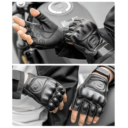 Guantes cortos de cuero para moto Rockbros