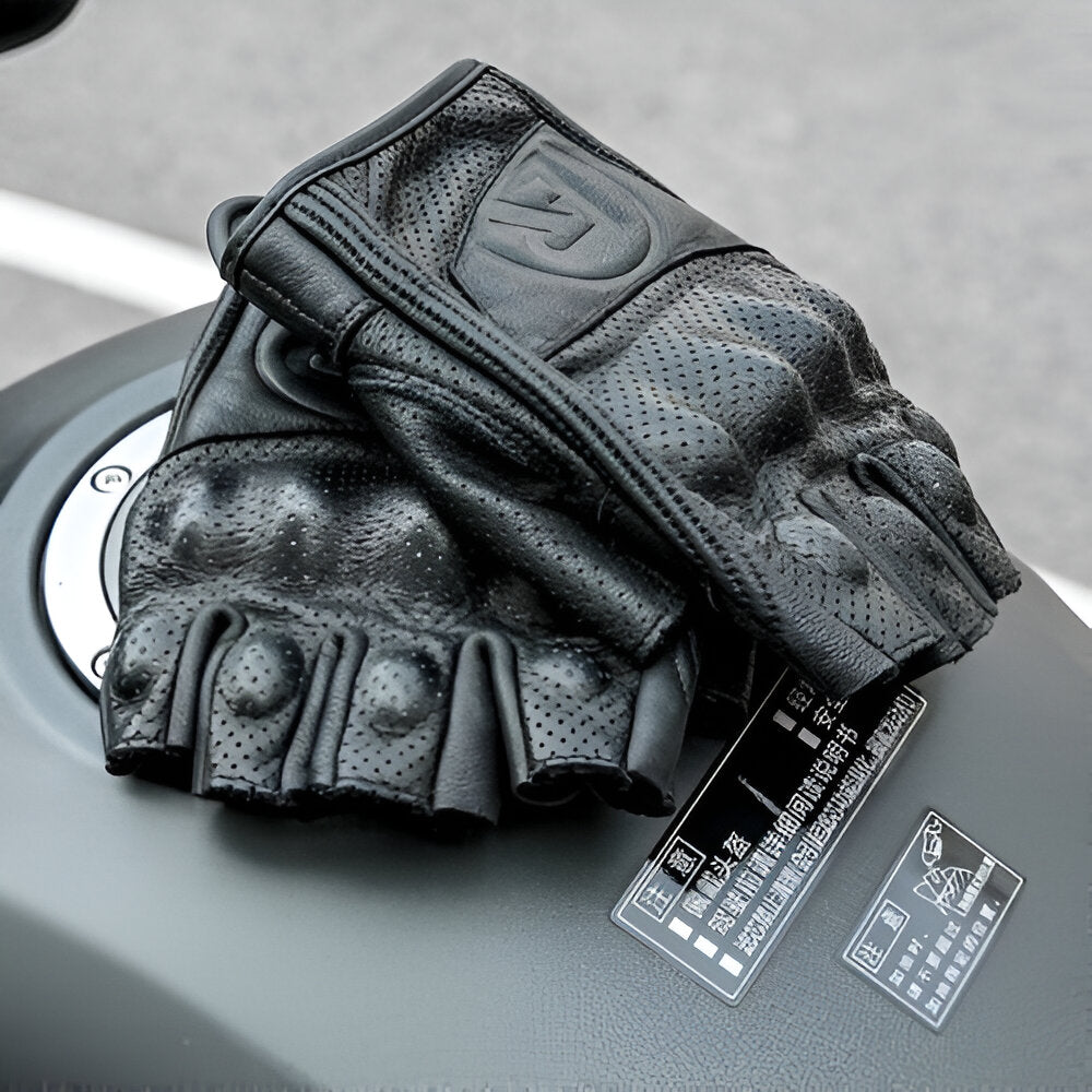 Guantes cortos de cuero para moto Rockbros