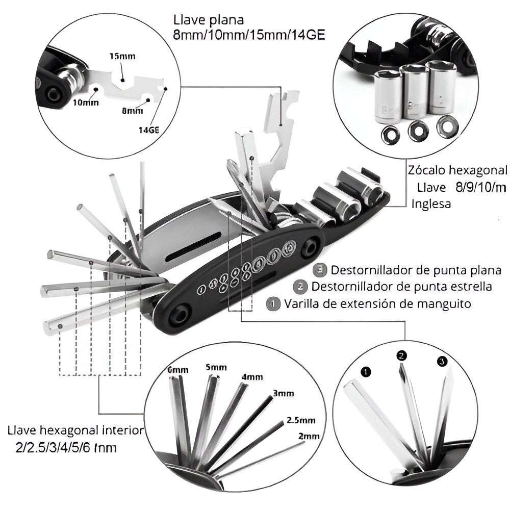 Herramienta GJ1601 Llave multifuncional 16 en 1 Rockbros