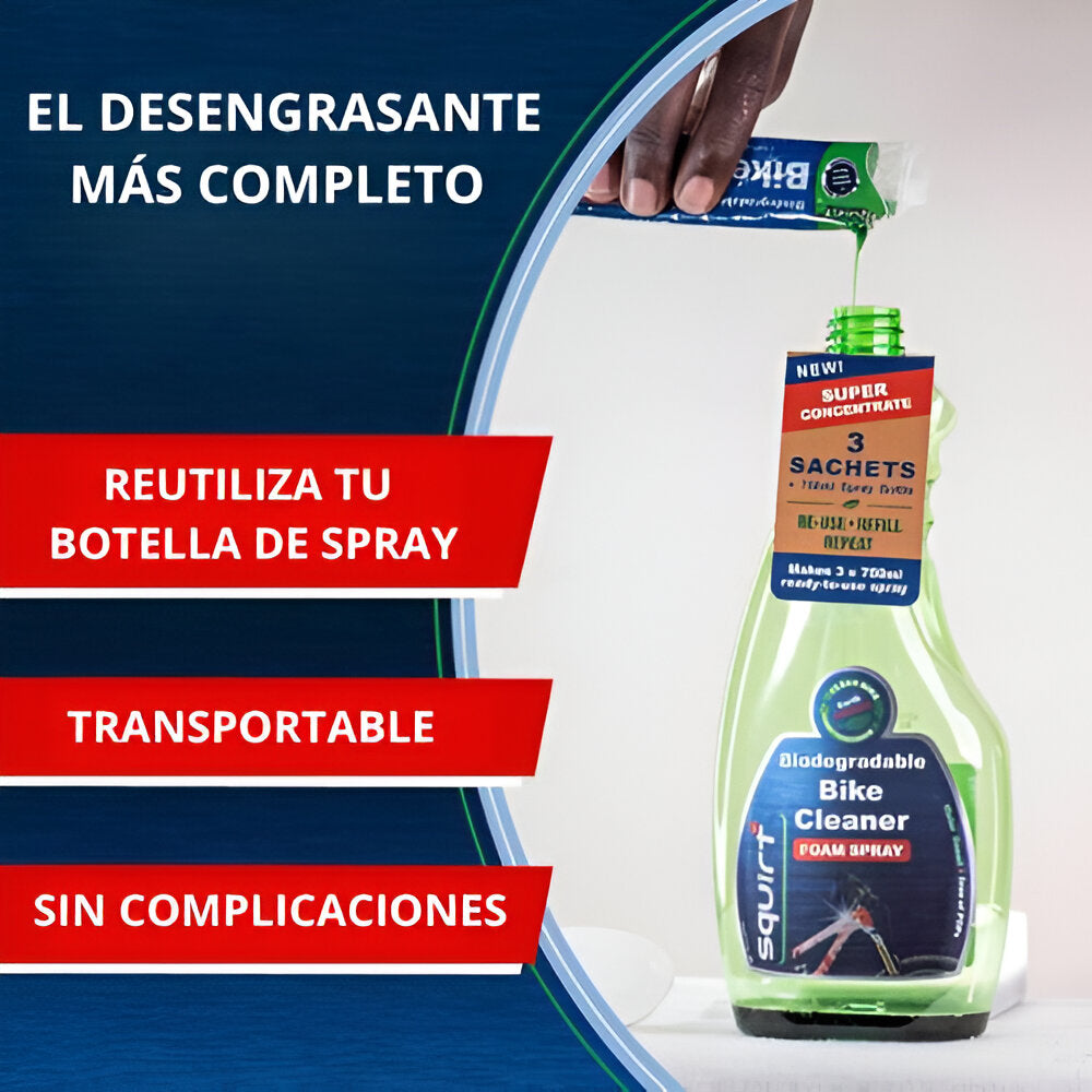 Desengrasante de bicicleta SQUIRT 750ml + 3 sachet (20ml)