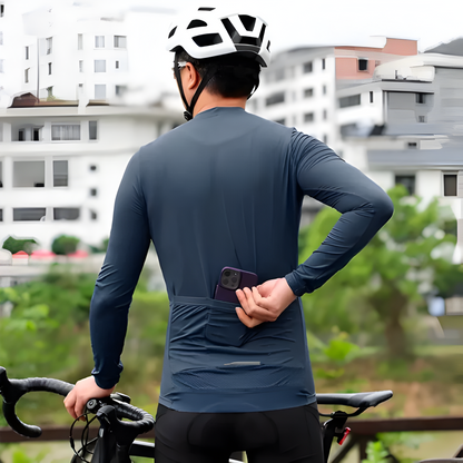 Jersey Manga Larga azul de ciclismo Wosawe