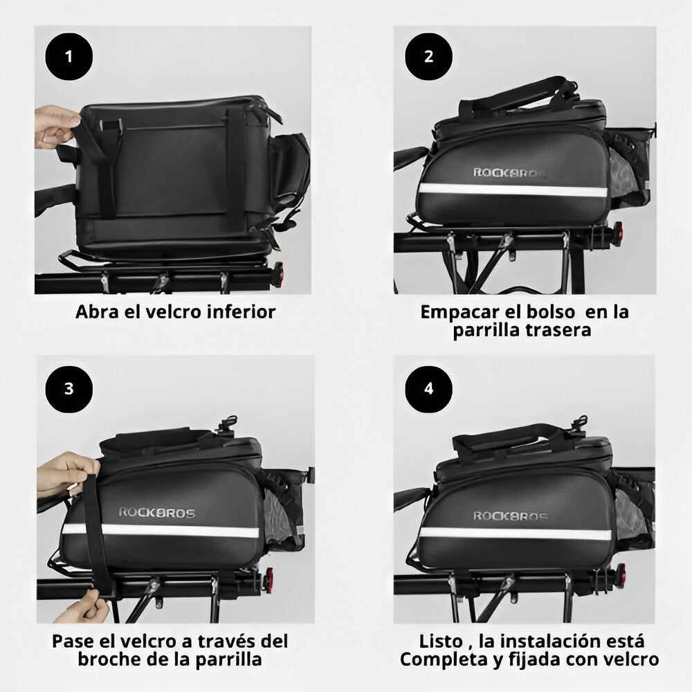 Bolso impermeable para parrilla de bicicleta de alta capacidad ideal para viajes