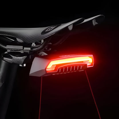 Luz led trasera para bicicleta con laser direccional y control remoto